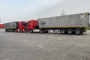 Wynajem zestaw z naczepą wywrotką 55 metrów*Dzierżawa DAF + BODEX 55 M